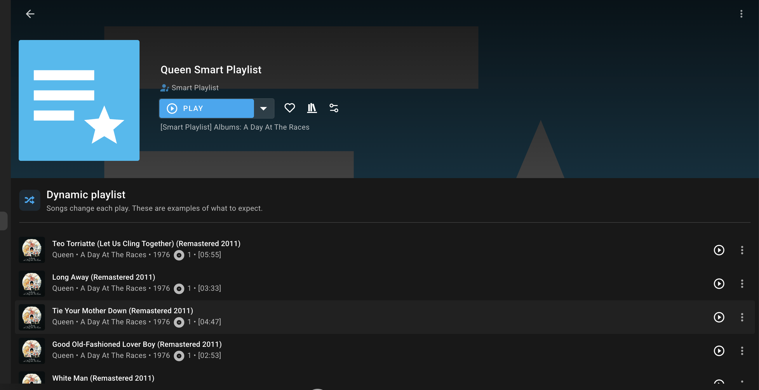 Smart Playlist detail view