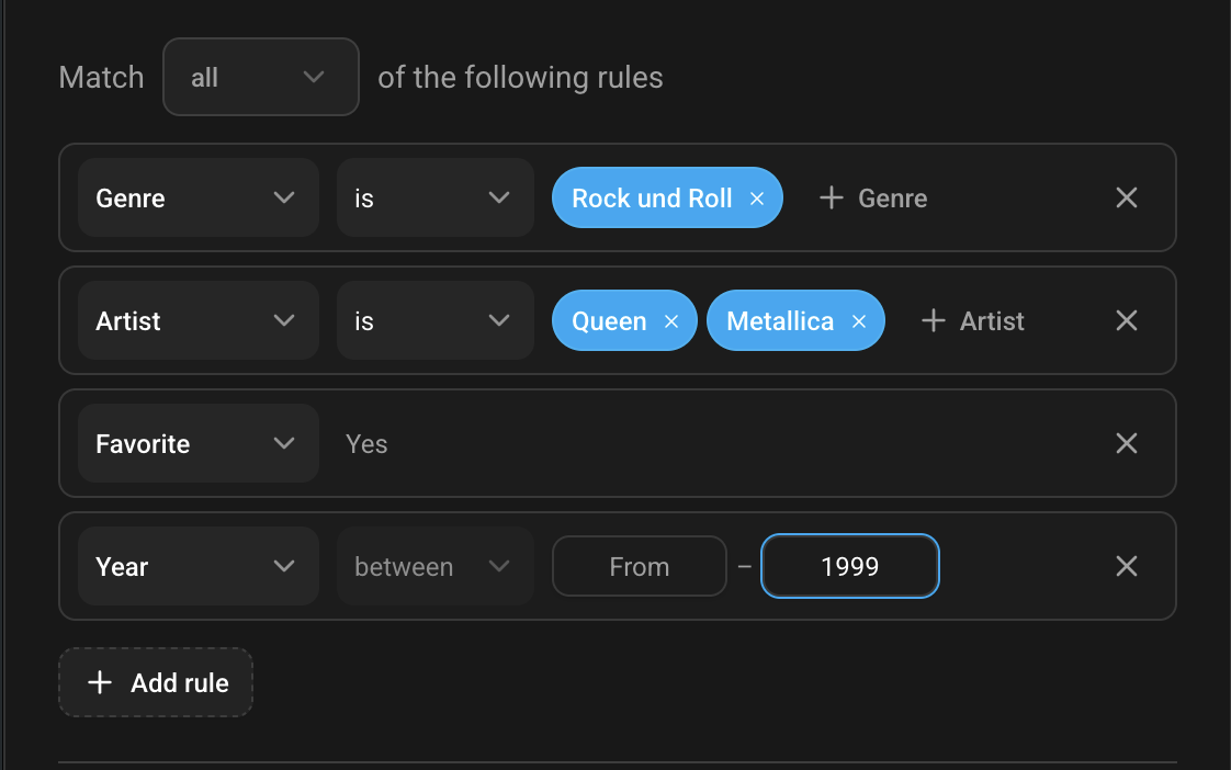 Rule examples in From my library mode