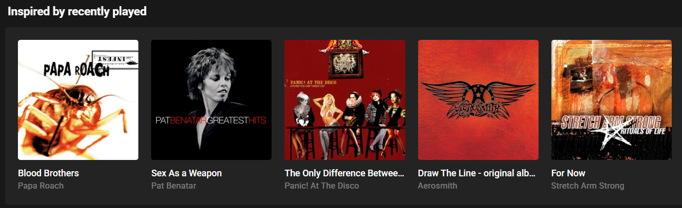 Inspired by recently played row on the discover page